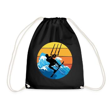 Kitesurfen Kiteboarding Kitesurf Vintage Retro - Turnbeutel - Schwarz - Vorne