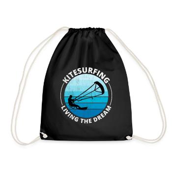 Kitesurfing Kitesurf Kiteboarding Kiteboarder - Drawstring Bag - black - Front