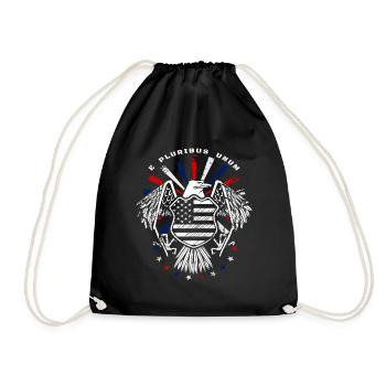 E Pluribus Unum with US flag and eagle - Drawstring Bag - black - Front