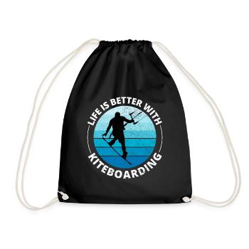 Kitesurfen Kitesurfen Kiteboarding Kiteboarder - Turnbeutel - Schwarz - Vorne