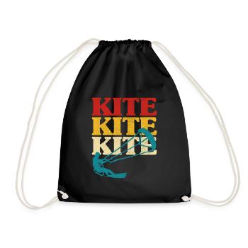 Retro Kitesurfing Kitesurf Kiteboarding - Drawstring Bag - black - Front