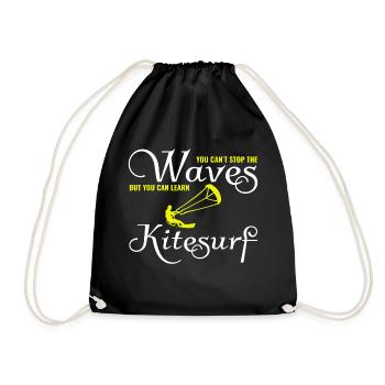 Kitesurfen Kitesurfen Kiteboarding Kiteboarder - Turnbeutel - Schwarz - Vorne