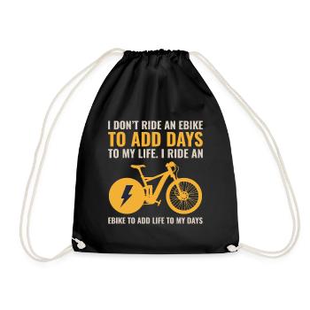 E-Bike Electric Bicycle Bike Cycling Biker Mtb - Drawstring Bag - black - Front