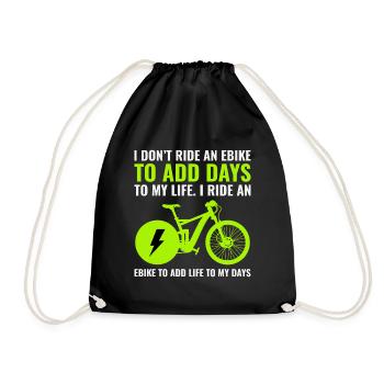 E-Bike Electric Bicycle Bike Cycling Biker Mtb - Drawstring Bag - black - Front