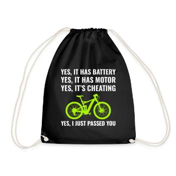 E-Bike Electric Bicycle Bike Cycling Biker Mtb - Drawstring Bag - black - Front