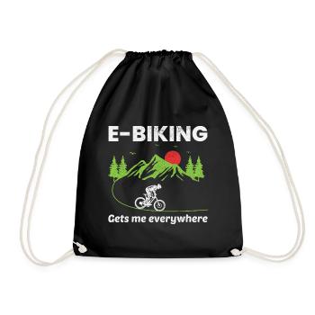 E-Bike Electric Bicycle Bike Cycling Biker Mtb - Drawstring Bag - black - Front