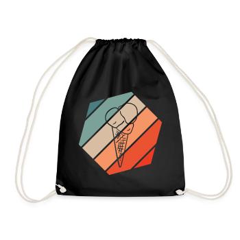 Eistüte Retro Style Vintage - Turnbeutel - Schwarz - Vorne