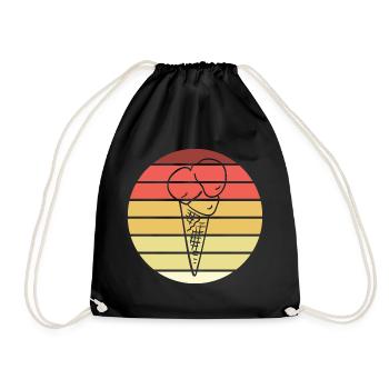 Eistüte Retro Style Vintage - Turnbeutel - Schwarz - Vorne