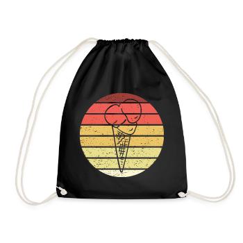 Eistüte Retro Style Vintage - Turnbeutel - Schwarz - Vorne