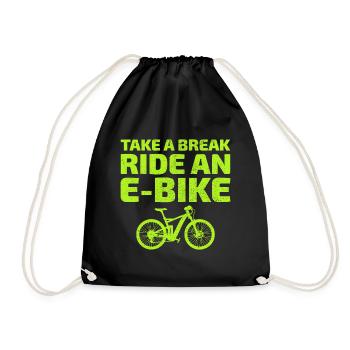 E-Bike Electric Bicycle Bike Cycling Biker Mtb - Drawstring Bag - black - Front