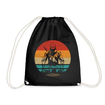 Ninja Retro Style Vintage - Turnbeutel - Schwarz - Vorne