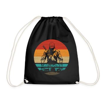 Ninja Retro Style Vintage - Turnbeutel - Schwarz - Vorne