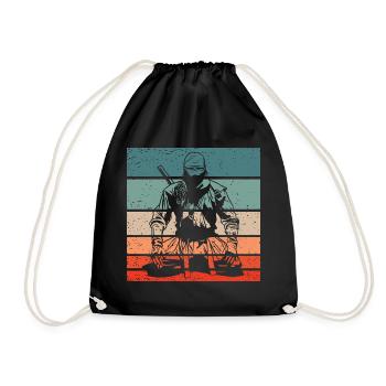 Ninja Retro Style Vintage - Turnbeutel - Schwarz - Vorne