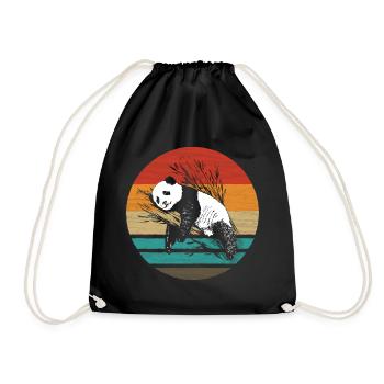 Panda Retro Style Vintage - Turnbeutel - Schwarz - Vorne