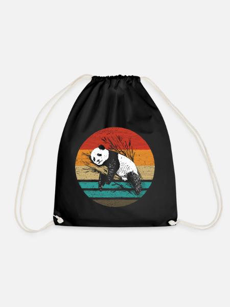 Panda Retro Style Vintage - Turnbeutel - Schwarz