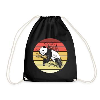 Panda Retro Style Vintage - Turnbeutel - Schwarz - Vorne