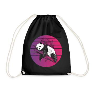 Panda Retro Style Vintage - Turnbeutel - Schwarz - Vorne