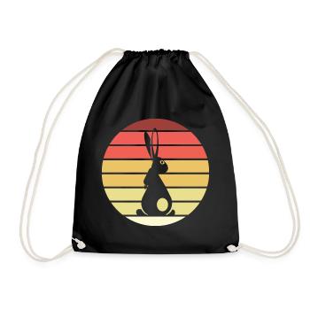 Lapin Rétro Style Vintage - Sac de sport léger - noir - Devant