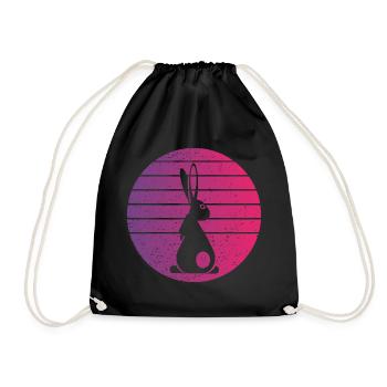 Lapin Rétro Style Vintage - Sac de sport léger - noir - Devant