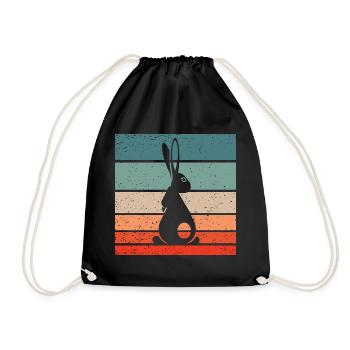 Lapin Rétro Style Vintage - Sac de sport léger - noir - Devant