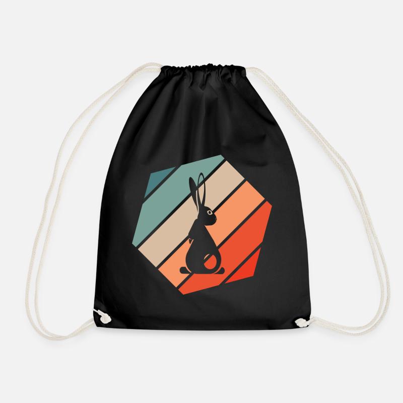 Rabbit Retro Style Vintage - Drawstring Bag - black