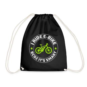 E-Bike Elektro-Fahrrad E-Radfahrer Fahrradfahrer - Turnbeutel - Schwarz - Vorne