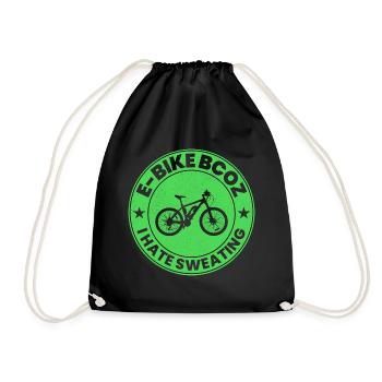 E-Bike Electric-Bike E-Cyclist Bicycling Rider - Drawstring Bag - black - Front