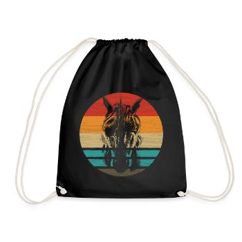 Einhorn Retro Style Vintage - Turnbeutel - Schwarz - Vorne