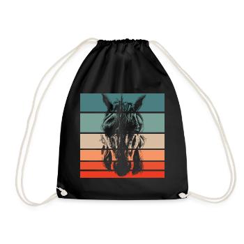 Einhorn Retro Style Vintage - Turnbeutel - Schwarz - Vorne