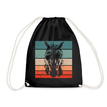 Einhorn Retro Style Vintage - Turnbeutel - Schwarz - Vorne