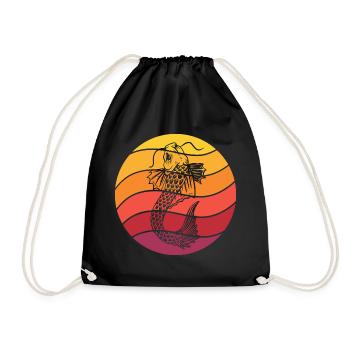 Koi Fisch Retro Style Vintage - Turnbeutel - Schwarz - Vorne
