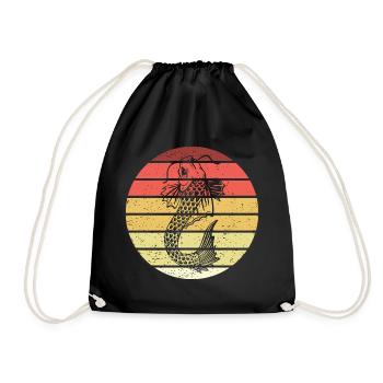 Koi Fisch Retro Style Vintage - Turnbeutel - Schwarz - Vorne