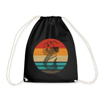 Koi Fisch Retro Style Vintage - Turnbeutel - Schwarz - Vorne
