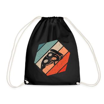 Pizza Stück Retro Style Vintage - Turnbeutel - Schwarz - Vorne