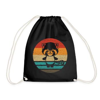Red Panda Retro Style Vintage - Sac de sport léger - noir - Devant