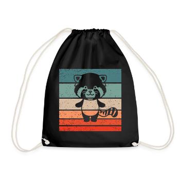 Red Panda Retro Style Vintage - Sac de sport léger - noir - Devant