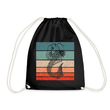 Koi Fisch Retro Style Vintage - Turnbeutel - Schwarz - Vorne