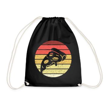 Pizza Stück Retro Style Vintage - Turnbeutel - Schwarz - Vorne