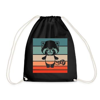Red Panda Retro Style Vintage - Sac de sport léger - noir - Devant