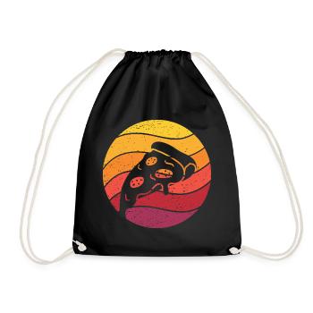 Pizza Stück Retro Style Vintage - Turnbeutel - Schwarz - Vorne