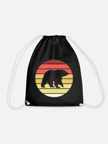 Bear Retro Style Vintage - Drawstring Bag - black
