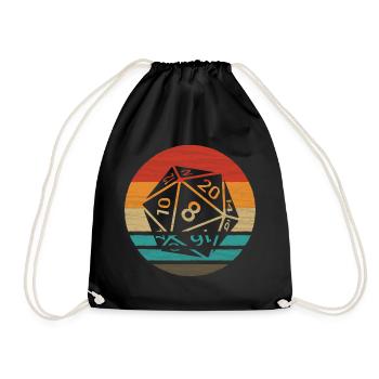 20-sided Cube Retro Style Vintage - Drawstring Bag - black - Front