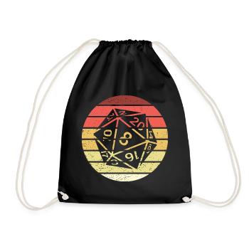 20-sided Cube Retro Style Vintage - Drawstring Bag - black - Front