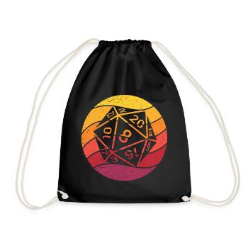 20-sided Cube Retro Style Vintage - Drawstring Bag - black - Front