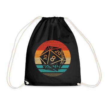 20-sided Cube Retro Style Vintage - Drawstring Bag - black - Front