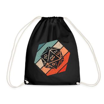 20-sided Cube Retro Style Vintage - Drawstring Bag - black - Front
