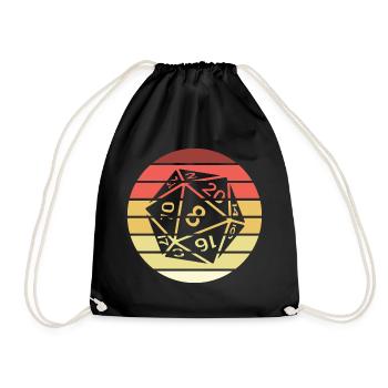 20-sided Cube Retro Style Vintage - Drawstring Bag - black - Front