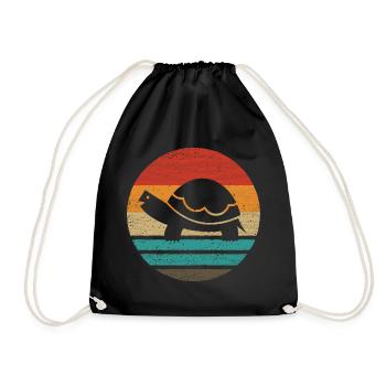 Turtle Retro Style Vintage - Drawstring Bag - black - Front