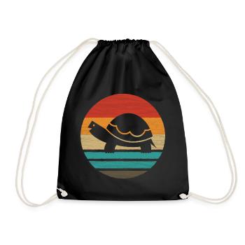 Turtle Retro Style Vintage - Drawstring Bag - black - Front