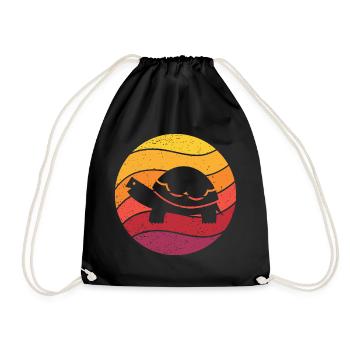 Turtle Retro Style Vintage - Drawstring Bag - black - Front